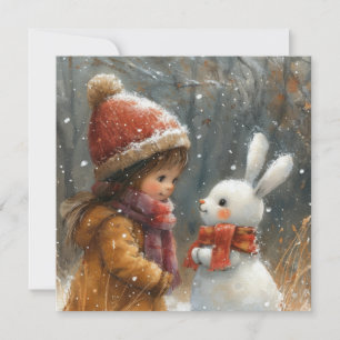 Cartes Pour Fêtes Annuelles Flurry Friends : Frolicking Bunnies ❄️ Digital