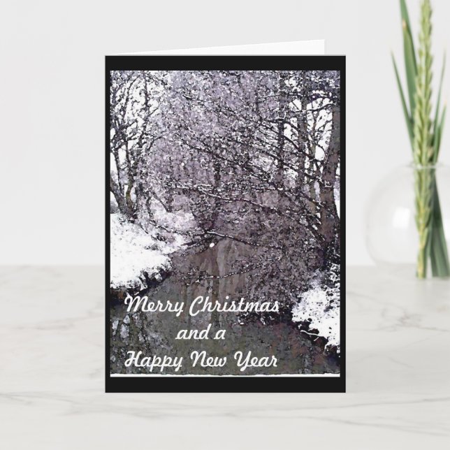 Cartes Pour Fêtes Annuelles Flux forestier en neige (Devant)