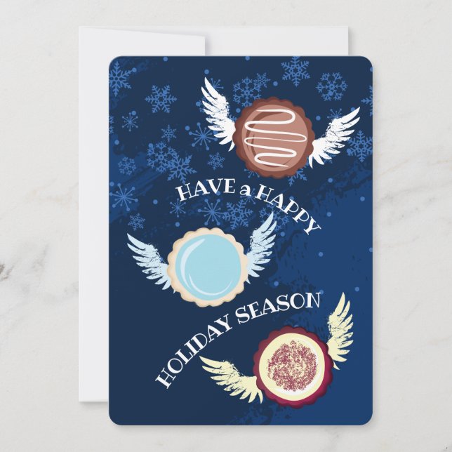 Cartes Pour Fêtes Annuelles Flying Christmas cookie angels vacances cuisine (Devant)