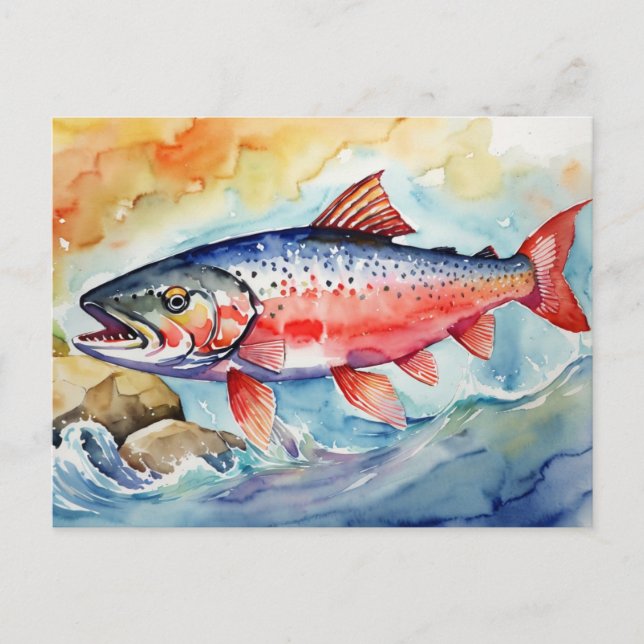 Cartes Pour Fêtes Annuelles *~* Flying Saumon AirBorne Gift AP49 Stream (Devant)