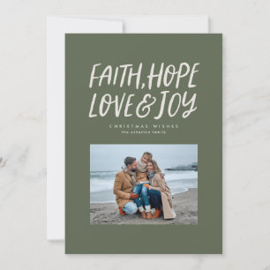 Cartes Pour Fêtes Annuelles Foi espérance amour joie vert photo de Noël