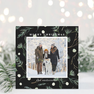 Cartes Pour Fêtes Annuelles Foliage À feuillage persistant hiver photo Carré n