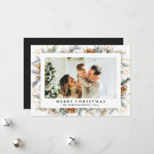 Cartes Pour Fêtes Annuelles Foliage botanique tendance   Noël noir