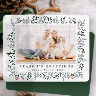 Cartes Pour Fêtes Annuelles Foliage de Noël moderne et Berries Botanique