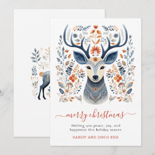 Cartes Pour Fêtes Annuelles Foliage de Noël rustique de rennes nordiques