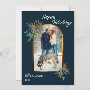 Cartes Pour Fêtes Annuelles Foliage d'hiver photo personnalisée Noël heureux