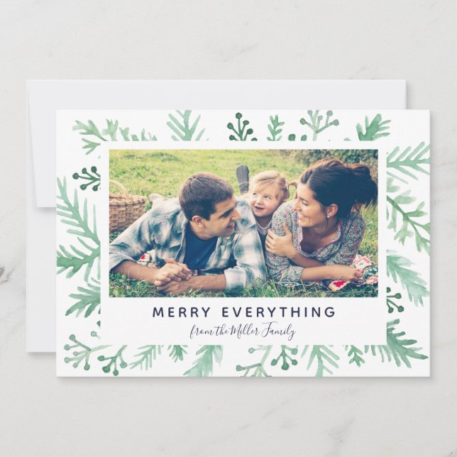 Cartes Pour Fêtes Annuelles Foliage Salutation Vacances Photo Joyeux Tout (Devant)