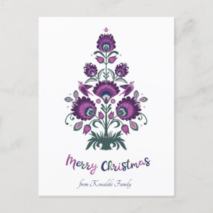 Cartes Pour Fêtes Annuelles 🎄 folklore des arbres de Noël [violet, gris] blan