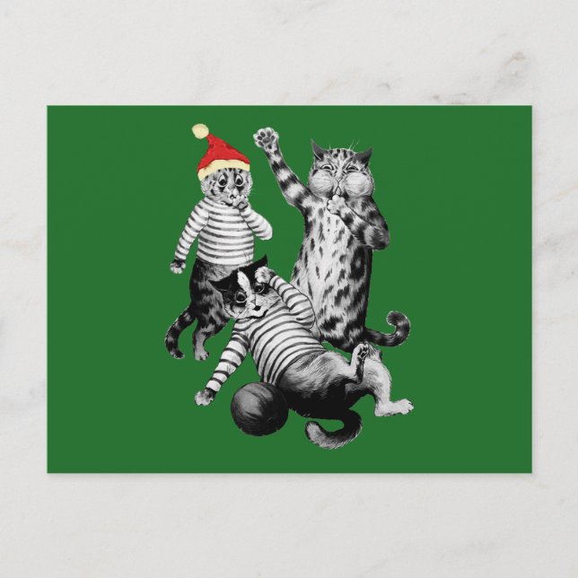 Cartes Pour Fêtes Annuelles Football de Noël Jouer aux chats (Devant)
