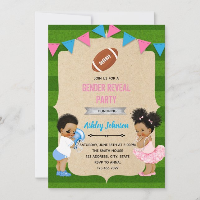 Cartes Pour Fêtes Annuelles football genre révéler l'invitation (Devant)