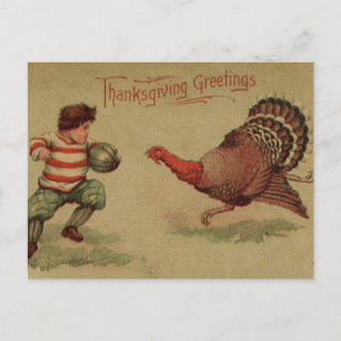 Cartes Pour Fêtes Annuelles Football Thanksgiving vintage et Turquie