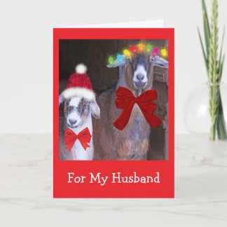 Cartes Pour Fêtes Annuelles "For My Husband" Cute Goat Christmas