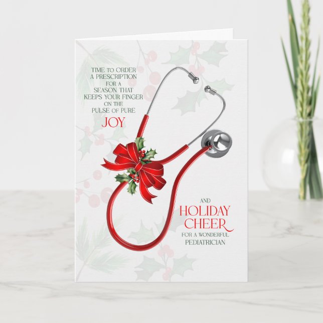 Cartes Pour Fêtes Annuelles for Pediatrician Stethoscope Joy and Cheer (Devant)