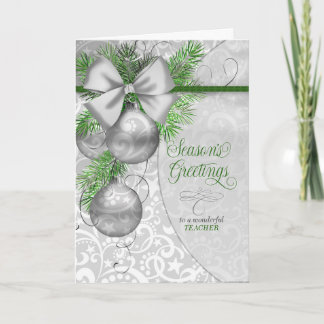 Cartes Pour Fêtes Annuelles for Teacher Season's Greetings Silver Ornaments