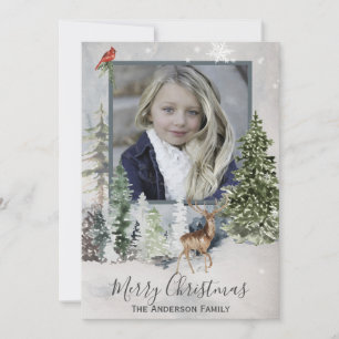 Cartes Pour Fêtes Annuelles Fores Woodland Simple Photo Joyeux Noël