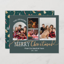 Forest Green Gold Script Christmas Modern Collage