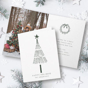 Cartes Pour Fêtes Annuelles Forest Green Modern Christmas Pine Tree photo