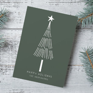 Cartes Pour Fêtes Annuelles Forest Green Simple Christmas Tree Photo Flat