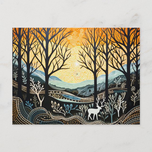 Cartes Pour Fêtes Annuelles Forêt Abstraite, Impressions saisonnières Noël (Devant)
