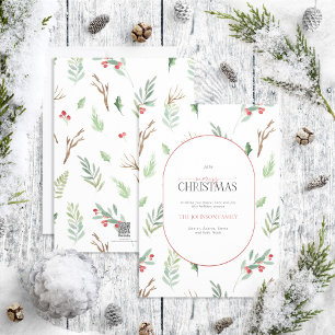 Cartes Pour Fêtes Annuelles Forêt d'Arc moderne Berry Pinecone Joyeux Noël