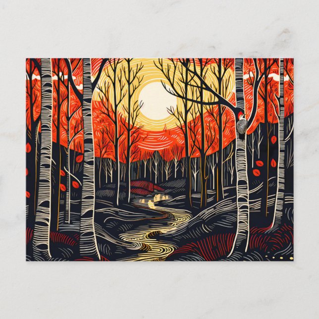 Cartes Pour Fêtes Annuelles Forêt d'automne avec pic (Devant)