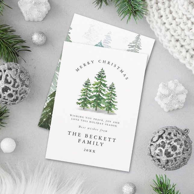 Cartes Pour Fêtes Annuelles Forêt de pins aquarelle (Créateur téléchargé)