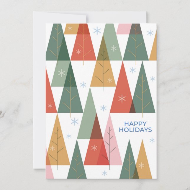 Cartes Pour Fêtes Annuelles Forêt de vacances géométrique (Devant)