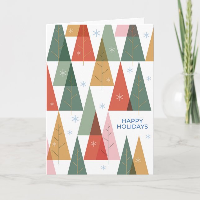 Cartes Pour Fêtes Annuelles Forêt de vacances géométrique (Devant)