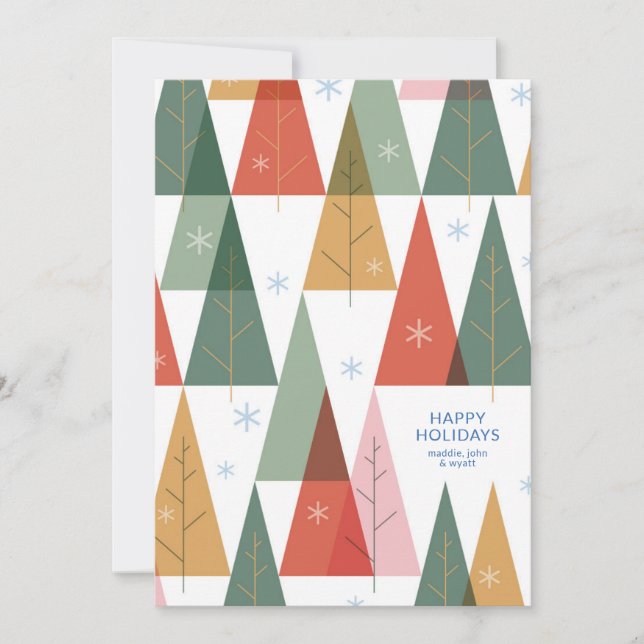 Cartes Pour Fêtes Annuelles Forêt de vacances géométrique (Devant)