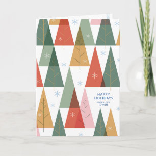 Cartes Pour Fêtes Annuelles Forêt de vacances géométrique