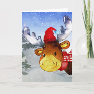 Cartes Pour Fêtes Annuelles Forêt d'hiver Amis des bois Deer Illustration