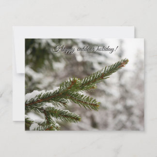 Cartes Pour Fêtes Annuelles Forêt d'hiver extérieure - Branche de pin enneigée