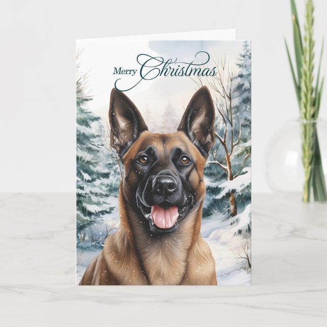 Cartes Pour Fêtes Annuelles Forêt forestière malinoise belge Joyeux Noël (Devant)