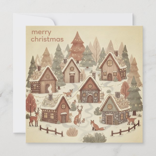 Cartes Pour Fêtes Annuelles Forêt Magique Boho Noël (Devant)