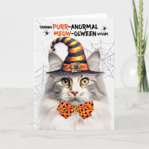 Cartes Pour Fêtes Annuelles Forêt norvégienne d'argent PURRanormal MEOWolween