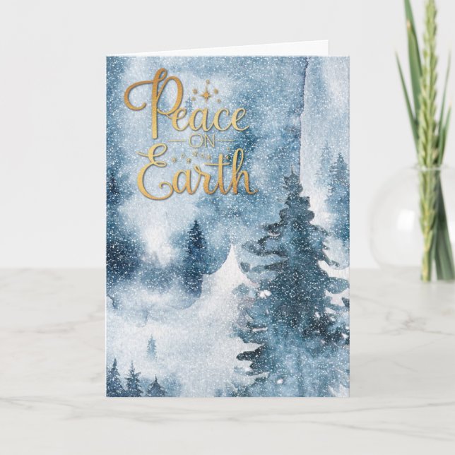 Cartes Pour Fêtes Annuelles Forêt peinte de la paix sur terre (Devant)