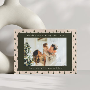 Cartes Pour Fêtes Annuelles Forêt rustique arbres de Noël verts Deux photos