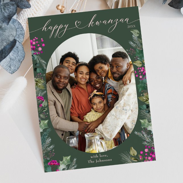 Cartes Pour Fêtes Annuelles Forêt Vert Russe Botaniques Kwanzaa (Créateur téléchargé)