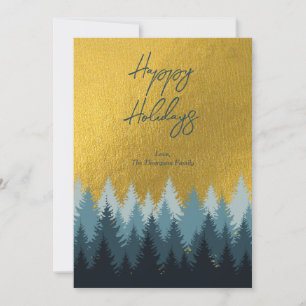 Cartes Pour Fêtes Annuelles Forêts Arbres Golden Paysage Joyeux Vacances