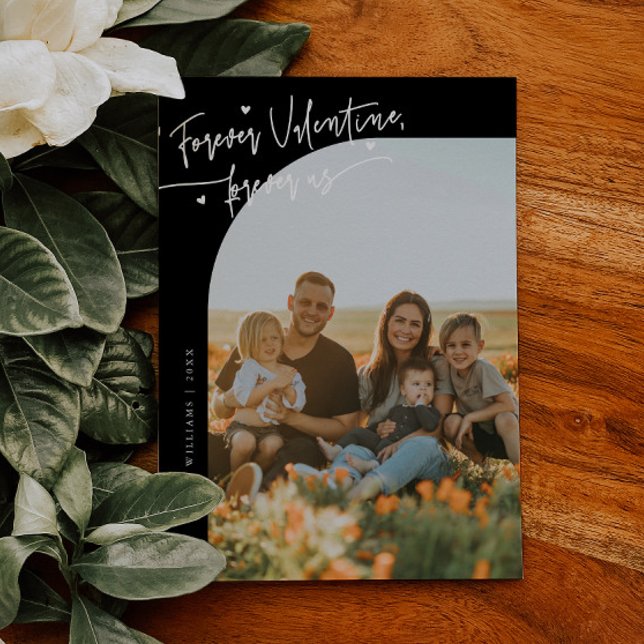 Cartes Pour Fêtes Annuelles Forever Us Script Black Valentine Photo (Créateur téléchargé)