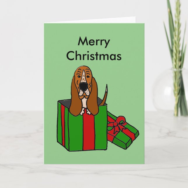 Cartes Pour Fêtes Annuelles Forfait Funny Basset Hound Dog in Christmas (Devant)