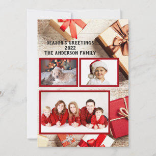 Cartes Pour Fêtes Annuelles Forfaits cadeaux Red Rustic Joyeuses Fêtes
