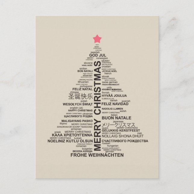 Cartes Pour Fêtes Annuelles Forme d'arbre de Noël des lettres (Devant)