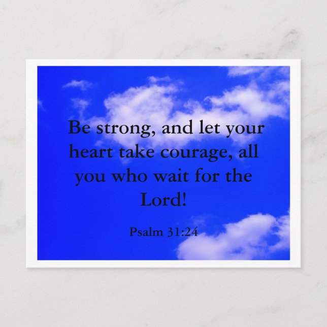 Cartes Pour Fêtes Annuelles Forte Bible Verse Ciel Bleu Nuages Blancs (Devant)