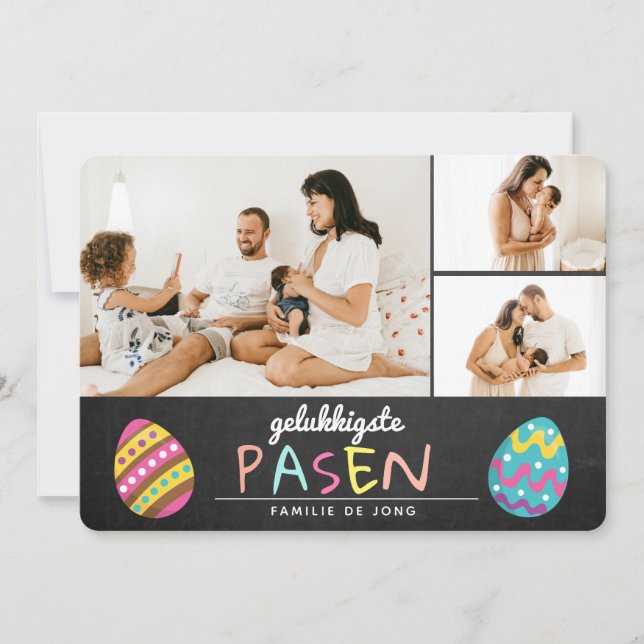 Cartes Pour Fêtes Annuelles Fotocollage Crème Pastel Joyeux Pâques Fête (Devant)