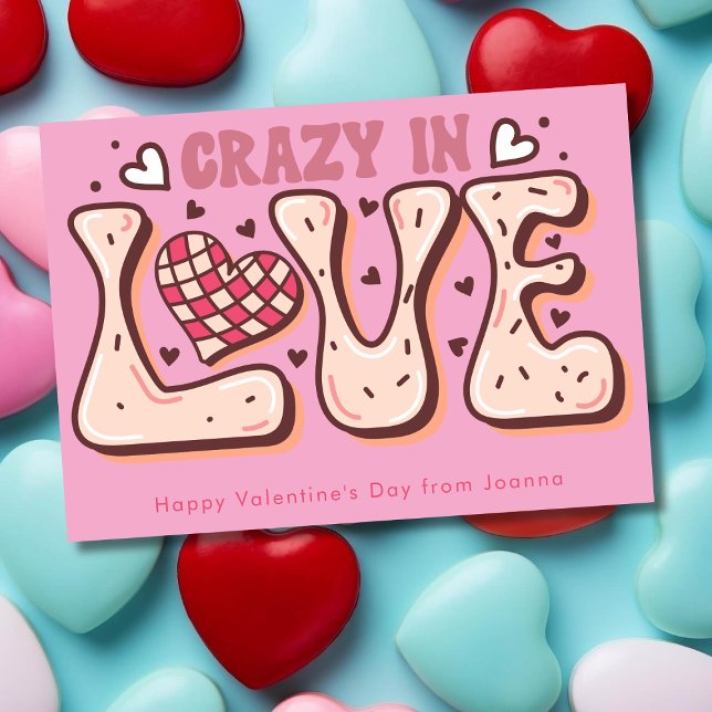 Cartes Pour Fêtes Annuelles Fou en amour la Saint Valentin rétro (Créateur téléchargé)