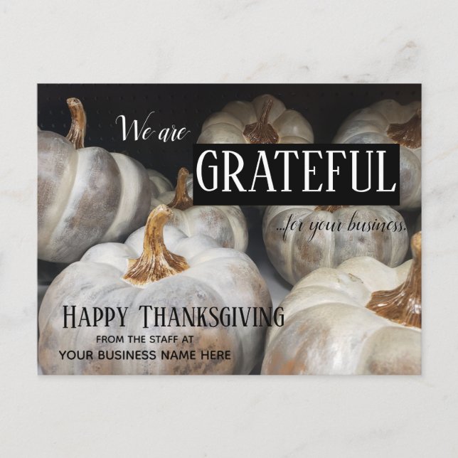 Cartes Pour Fêtes Annuelles Fouet Grateful Fall Business Thanksgiving (Devant)