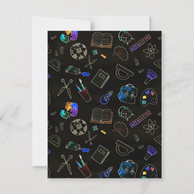 Cartes Pour Fêtes Annuelles Fournitures scolaires motifs, école (Devant)