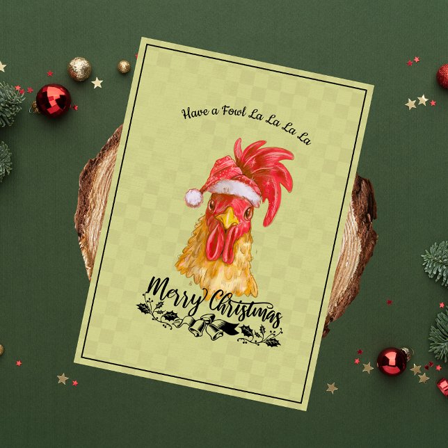 Cartes Pour Fêtes Annuelles Fowl La La La La Chicken Joyeux Noël (Créateur téléchargé)