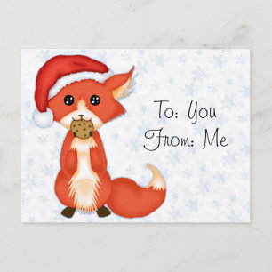 Cartes Pour Fêtes Annuelles Fox mignon de biscuit utilisant un casquette de